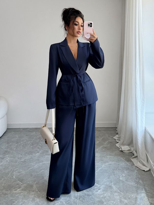 girl Cross-Border European And American Casual Style Blazer Straight-Leg Pants Two-Piece Set Women's Clothing 2025 Autumn_ecoleips.com