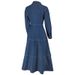 Women's Denim Shirt Dress With Belted Waist, Long Sleeve & Button-Down Collar – Slim Fit Long Maxi Dress For Casual & Streetwear_ecoleips.com