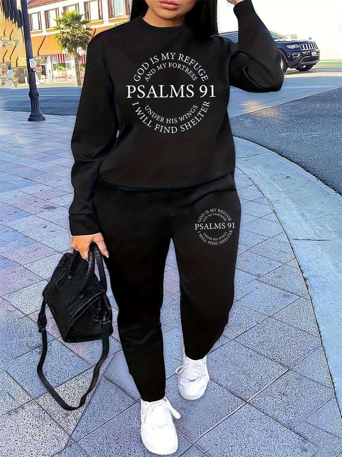 Women's Autumn And Winter Hip-hop Casual Street Letter Printed Round Neck Sports Shirt+sports Pants Warm Suit-650_ecoleips.com