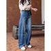 Vintage Blue Wide-Leg Jeans For Women - High Waist Loose Fit Plus Size Denim Pants High-Waist Magic_ecoleips.com
