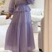 Women's Two Piece Suit Petal Sleeve Spliced Skirt New Style Top And Skirt Set_ecoleips.com