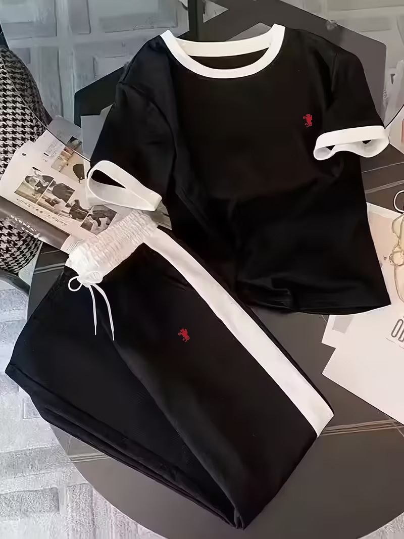 Women's Printed Short-Sleeve Top & Drawstring Pants Set - Stylish Summer Loungewear-11_ecoleips.com