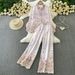 Women's Fashion Suit Casual Loose Long Sleeved Single Breasted Shirt High Waisted Slimming Tie Dye Wide Leg Pants Two Piece Set_ecoleips.com