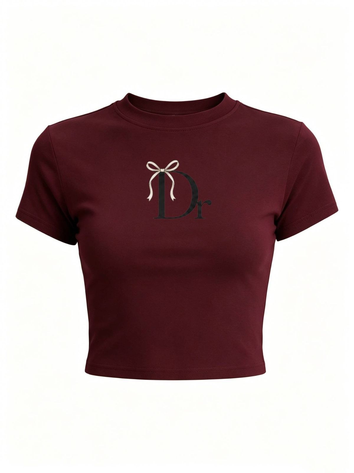 Women's Crew Neck Crop Top, Short Sleeve Slim Fit T-Shirt, Casual Form-Fitting Tee_ecoleips.com