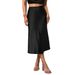 Voya Discounted Women's Elegant A-line Satin Half Length Skirt 2023 Autumn/Winter New Collection Solid Color A-line Medium Length Skirt_ecoleips.com