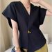 Women's Clothing Suit With Dropped Shoulder Sleeves Vest Design With One Button Waist Slimming Fashion Top_ecoleips.com