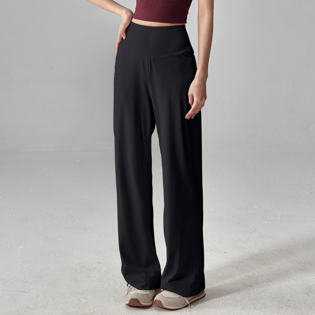 K Straight Tube Slimming Sports Pants For Women, Loose And Casual Running Pants, Pilates Wide Leg Yoga Fitness Pants_ecoleips.com