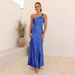 2025 European American Cross-border Women's Fashion New Style Slit Dress, Stylish And Sexy, Backless, Solid Color,_ecoleips.com