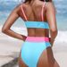 Women's Clothing New Sexy Solid Color Stitching Contrast Color Split Bikini Swimsuit Female_ecoleips.com