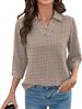 LOMON Womens 3/4 Sleeve Tops V Neck Cotton Linen Work Blouse Collared Shirts For Women Business Casual 2026_ecoleips.com