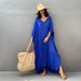 Women's Solid Color Rayon Beach Sun Protection Shirt European American Style Loose Fit plus Size Belted Vacation Dress Bikini Cover up_ecoleips.com