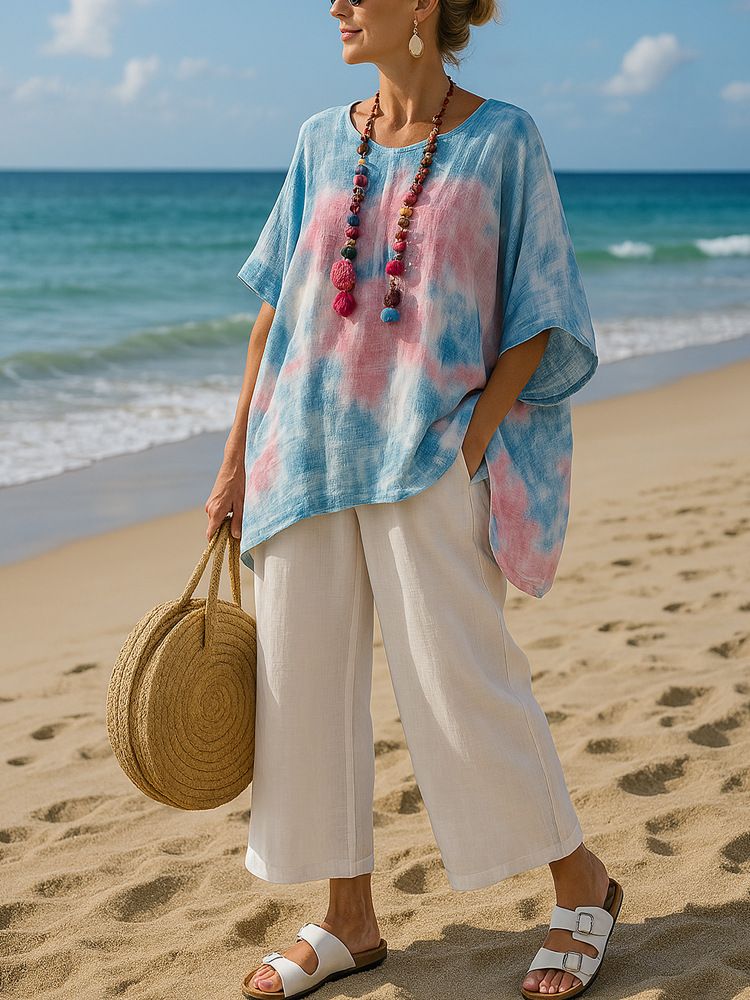 Women's Clothing Casual Round Neck Short Sleeve Regular Pullover Digital Printing Women's Tops T Shirt_ecoleips.com