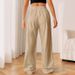 Women's Linen Cotton Wide Leg Pants With Pockets, High Waist Elastic Band, Loose Fit Casual Streetwear (Black, Khaki, S-Xxl)_ecoleips.com