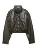 Chic Fashion Faux Leather Jackets For Women Loose Zipper Long Sleeve Female Short Coats 2025 Autumn Lady Casual New Outerwear _ecoleips.com