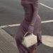 Trendy Elegant Off The Shoulder Long Sleeve Fitted Solid Color Irregular Cut Daily Party Midi Dress For Women New Arrival_ecoleips.com