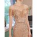 Women's Clothing Temperament Annual Meeting Host Long Fishtail Tassel Banquet Evening Dress_ecoleips.com