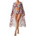 Women's High-Waist Swimwear Set – Long Sleeve Rashguard + Bikini Top + Bottoms (UPF 50+ Sun Protection, S-XL, Tropical Print)_ecoleips.com