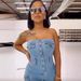 Women's Clothing New Tube Top Multi Pocket Workwear Jeans Jumpsuit Multi Button Women's Clothing_ecoleips.com