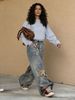 Women's Clothing 3D Optical Print Denim Jeans Bear Bow Design England Style Fashion Spring/Autumn Summer Regular Fit Polyester_ecoleips.com