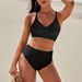 Women's Contrast Color 2 Piece Swimsuit Strap Cross Bra Top Bikini Set for Beach Vacation_ecoleips.com