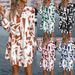 Fall Floral Print Blouse Dress With Lace Trim, Relaxed Fit Long Sleeve Shirt Dress For Casual Office Wear_ecoleips.com