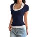 Diyun European And American Y2K Hot Girl Style Two-Piece Camisole Short Sleeve T-Shirt Women's_ecoleips.com