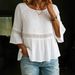 Women's Solid Color Round Neck Ruffle Sleeve Casual Top Fashionable American Style Spring Summer_ecoleips.com