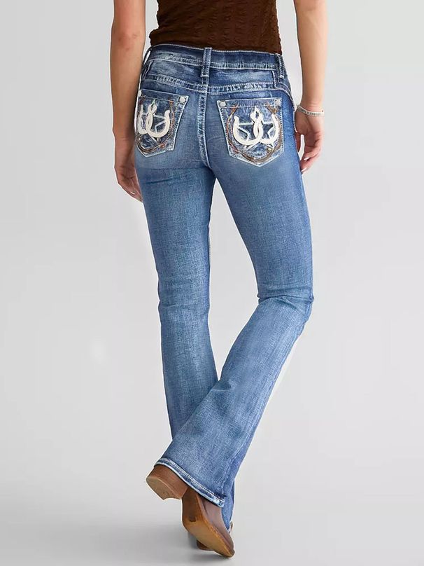 Women's Clothing Women's Jeans Fashion Slim Embroidered Denim Trousers Heavy Flower Water_ecoleips.com