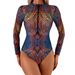 Women's Clothing Sexy Mesh Slim Fit One Piece Swimsuit Long Sleeved Zipper Style For Hot Springs Suitable For Formal & Casual For Women_ecoleips.com