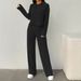 Women's Clothing New Knitted Long Sleeved Suit For Women With Hooded Sweatshirt And Loose Trousers Street Style Home Two Piece Suit_ecoleips.com