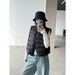 girl Girl Wang Qizhi 90% White Duck Stand Collar Drawstring Sleeveless For Women Winter Ribbed Down Jacket Vest WQ038_ecoleips.com