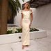Summer 2025 European And American Off-Shoulder Off-Neck Elegant Lace-Up Sexy Stretchy Bodycon Long Dress_ecoleips.com