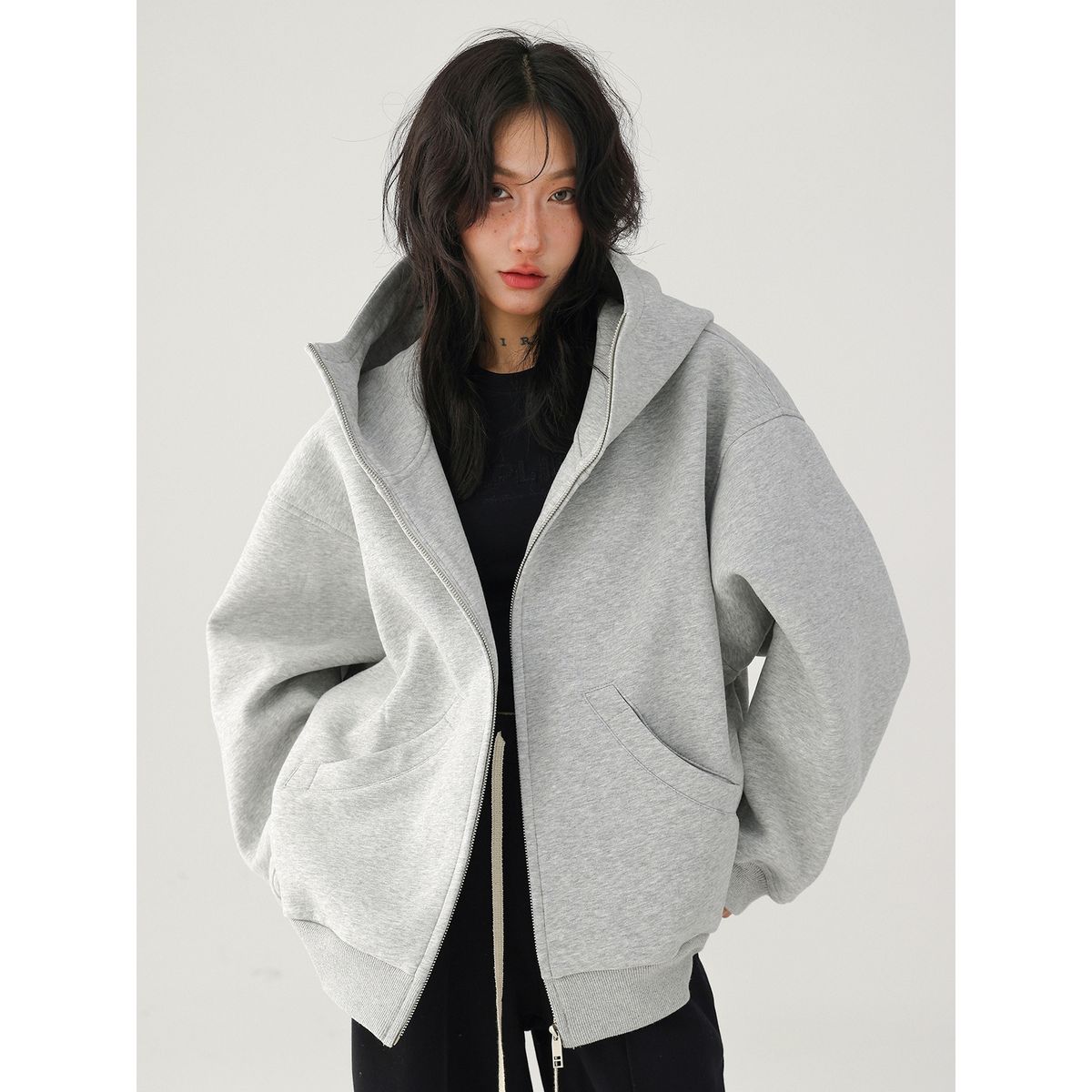 Acestudios Autumn/Winter American Retro Street Style High-end Silhouette Hooded Cardigan Regular Sweatshirt Jacket For_ecoleips.com