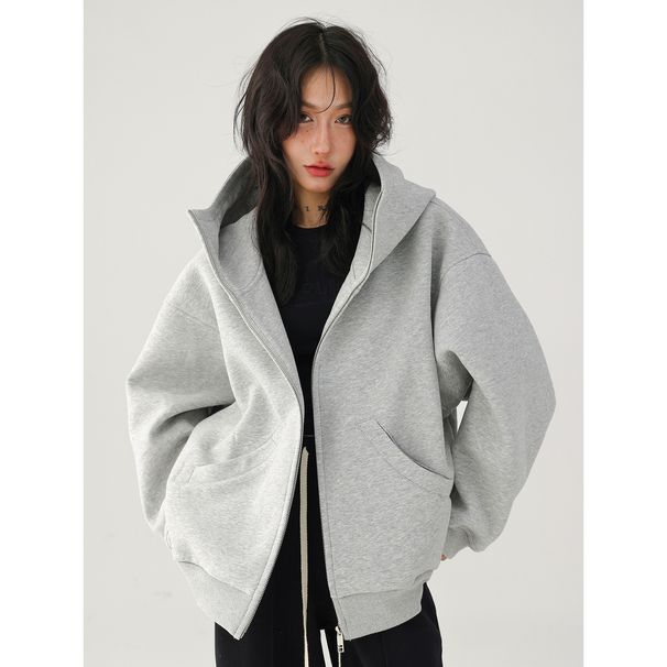 Acestudios Autumn/Winter American Retro Street Style High-end Silhouette Hooded Cardigan Regular Sweatshirt Jacket For_ecoleips.com