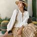 K New Design Sense Long Sleeve Shirt For Women, White Loose Women's Shirt_ecoleips.com