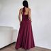 AD328 European And American Cross-border Spring/summer New Women's Dress With Backless Deep V-neck, Slit, Halter Neck,_ecoleips.com