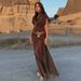 Women's Clothing Elegant Pleated Patchwork Midi Dress Spring Long Sleeveless Stand Collar_ecoleips.com