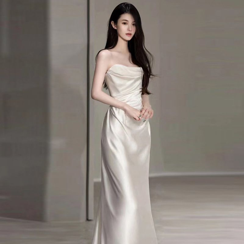 Women's Clothing Satin Light Wedding Dress French White Super Fairy Tube Top Forest Style Out Of The Door Yarn_ecoleips.com