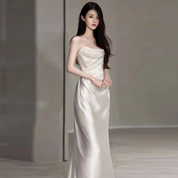 Women's Clothing Satin Light Wedding Dress French White Super Fairy Tube Top Forest Style Out Of The Door Yarn_ecoleips.com