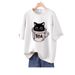 plus Size Women's Short Sleeve T-Shirt Cute Cartoon Print Flowy Loose Fit Tummy Control Casual Top for Curvy Figures_ecoleips.com