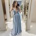Sexy Spaghetti Strap Backless Deep V Glitter Sequined Evening Party Dinner Prom Gown Dress For Formal Banquet Events_ecoleips.com