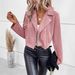 Women's Faux Suede Zip-Up Bomber Jacket – Winter Slim Fit Cropped Jacket With Stand Collar (Grey/Pink/Burgundy, S-XXL)_ecoleips.com
