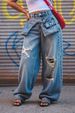 Women's Vintage Distressed Straight Leg Jeans – Retro Blue Denim With Ripped Details (S-3XL)_ecoleips.com
