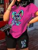 Summer Women's Casual Fashion Cartoon Rabbit Pattern Printed Loose T-shirt Shorts Two-piece Set Set Summer Sportswear Suitable For Daily Wear-182_ecoleips.com