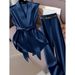 Women's Clothing Elegant Satin Sleeveless Top And Solid Color Slim Fit Trousers Set For Women Belt Not Included_ecoleips.com