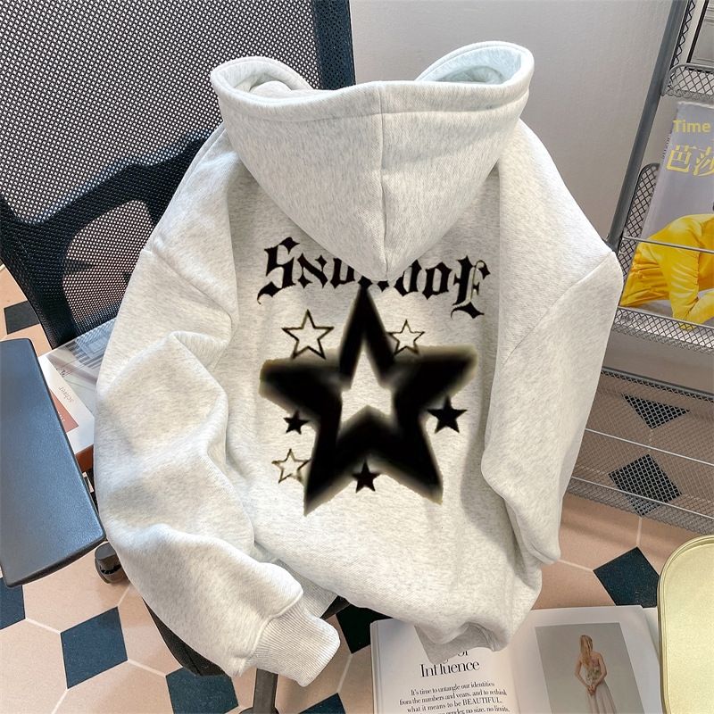 Men's Women's Heavyweight Printed Hooded Sweatshirt Fleece Lined Loose Fit Pullover Top for Autumn Winter American Style Versatile_ecoleips.com