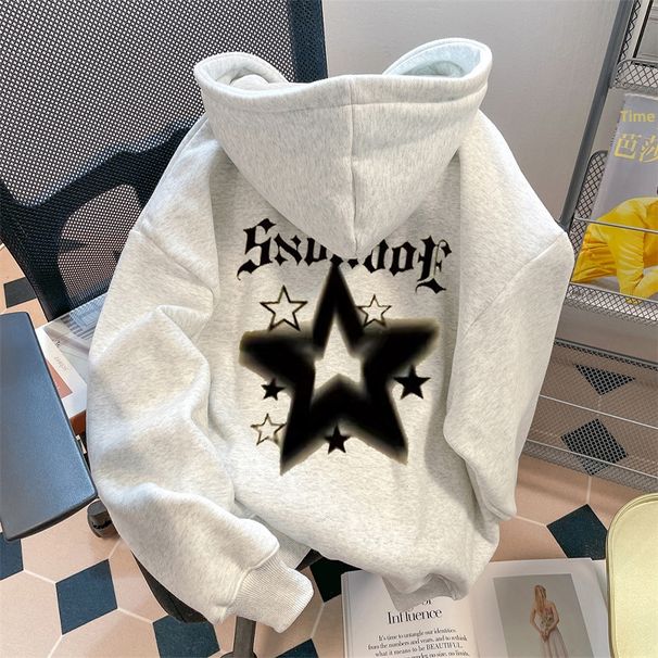Men's Women's Heavyweight Printed Hooded Sweatshirt Fleece Lined Loose Fit Pullover Top for Autumn Winter American Style Versatile_ecoleips.com