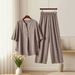 Women's Clothing Cross Border Plus Size Loose Casual Two Piece Set V Neck Short Sleeve Top And Pants_ecoleips.com