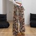 Women's Clothing Teenage Girls' Autumn Fashion Casual Stretch Waist Cinching Color Blocked Tree Branch Print Wide Leg Pants_ecoleips.com