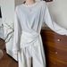 Green Sunscreen Hoodie Women's Summer 2025 New Loose Design Binding Long Sleeve T-shirt Knitted Outerwear Top_ecoleips.com